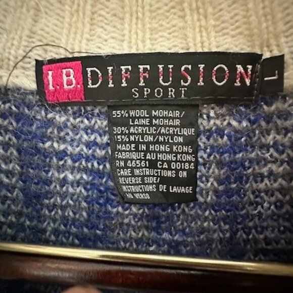 Vintage IB Diffusion Sport Mixed-Stitch Full Zip Sweater Cardigan - Size L - EUC - Picture 5 of 9